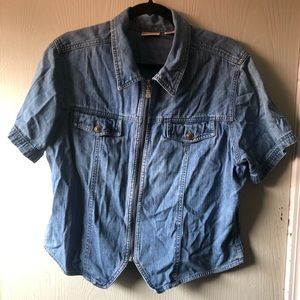 Denim Short Sleeve with Zipper detail